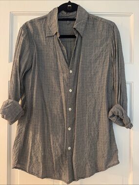 American Colors Lightweight Button-Up Shirt in Heather Gray